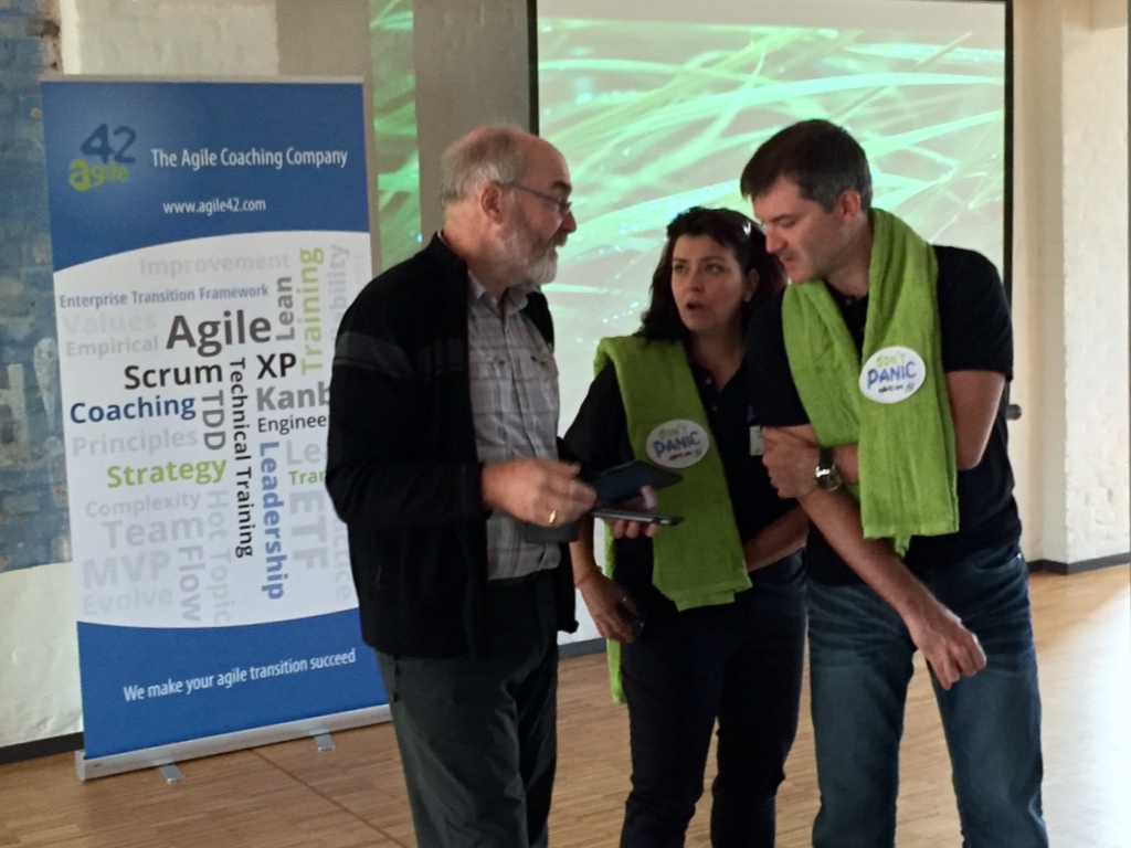 Dave Snowden, Marion Eickmann and Andrea Tomasini at agile42 Connect 2015