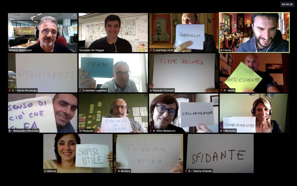 Immagine di partecipanti a uno dei corsi Scrum organizzati da agile42 in class virtuale
