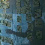 yellow sticky notes on gray wall